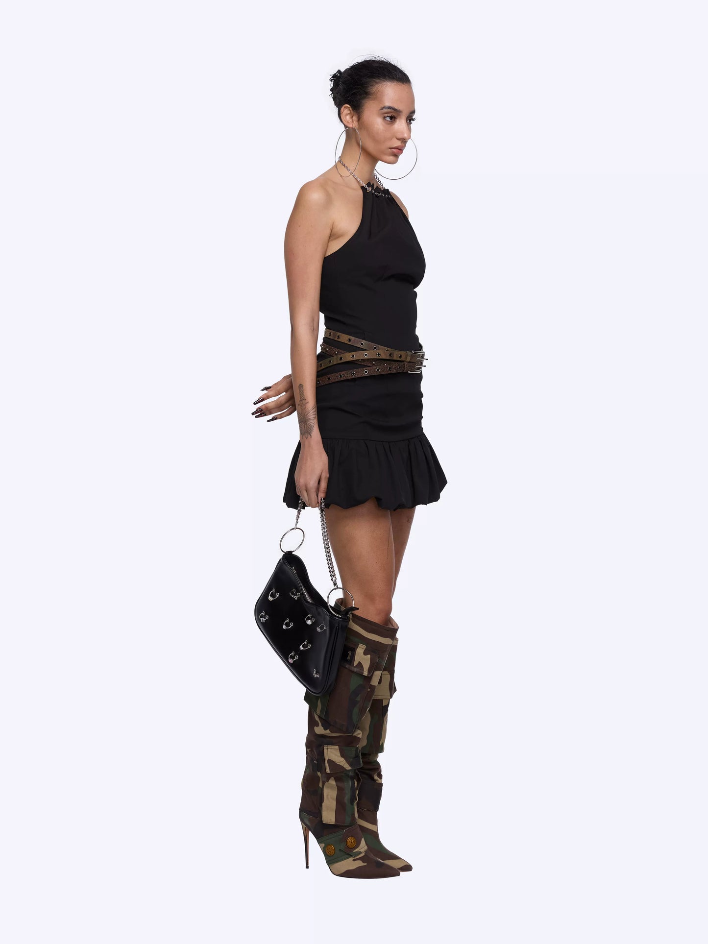 24ANS Hanging Neck Dress Black