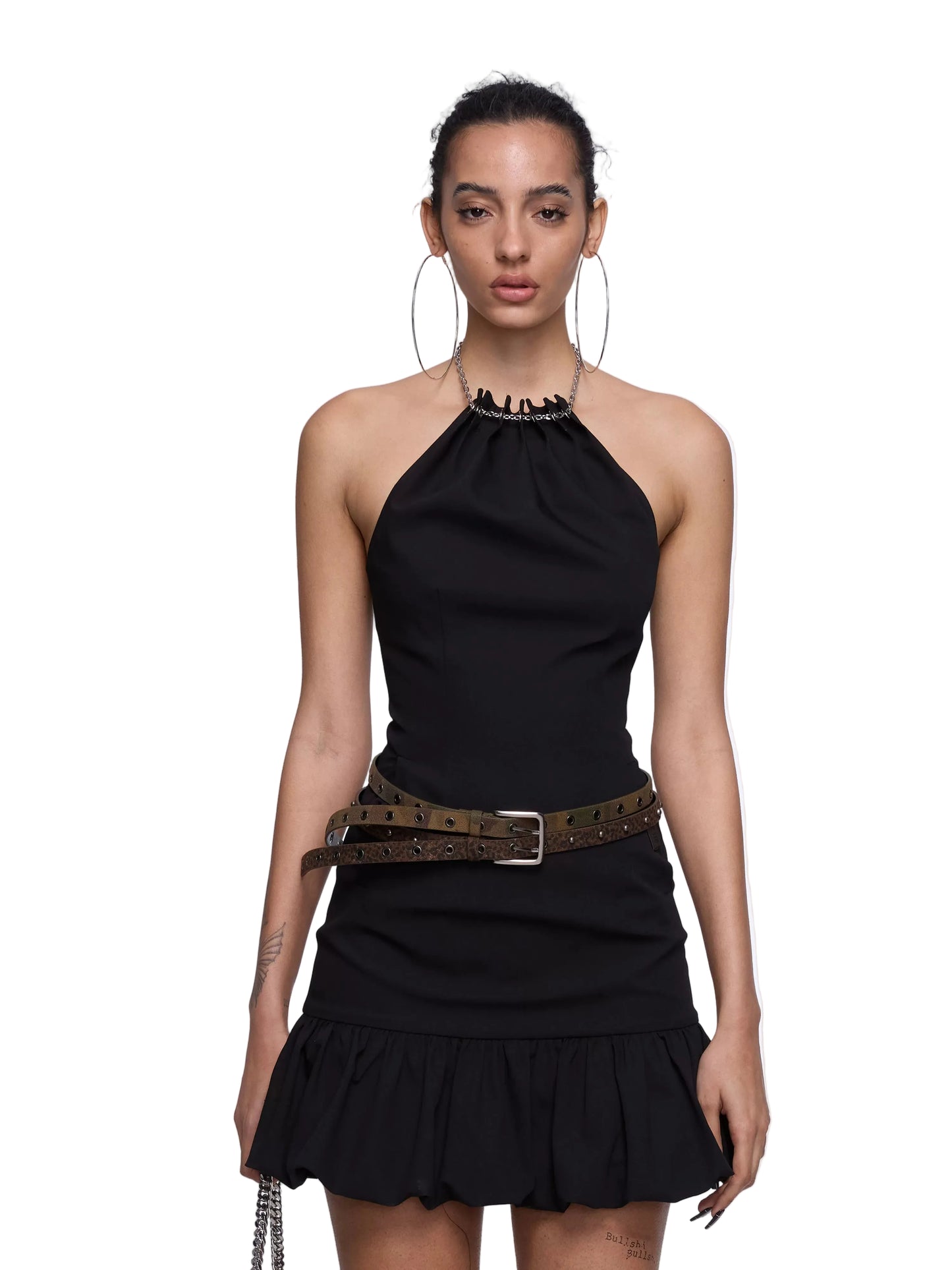 24ANS Hanging Neck Dress Black