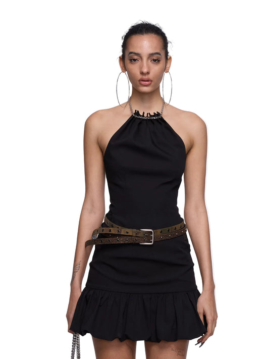 24ANS Hanging Neck Dress Black