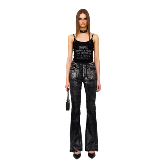 SMFK FUTURE Interstellar Phantom Glitter Flared Jeans Silver
