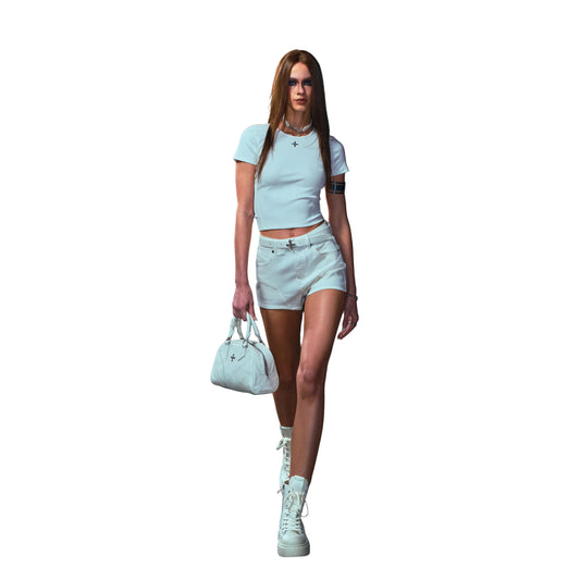 SMFK Rage Rove Slim Denim Shorts-High/Handcrafted Cloud White