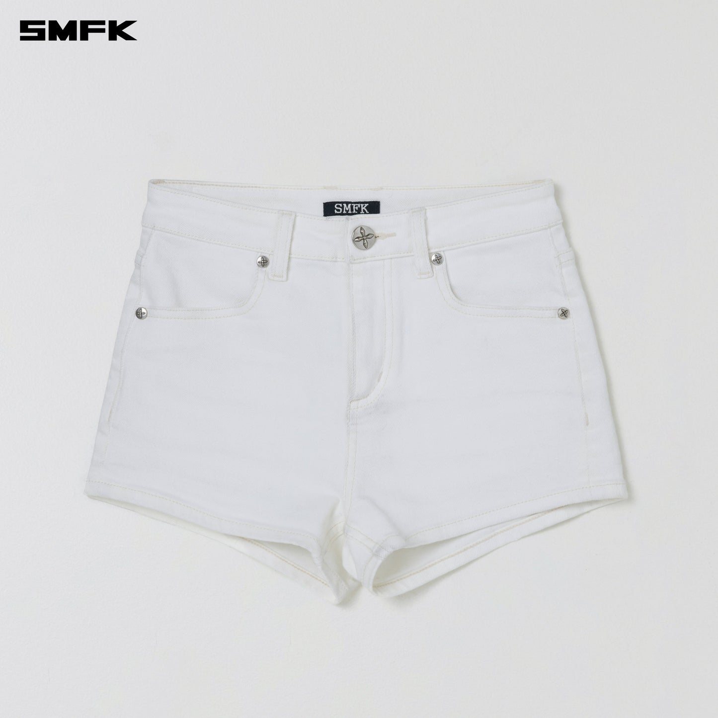 SMFK Compass Dancer Denim Flat Shorts Snow Mountain White