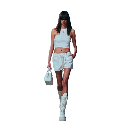 SMFK Compass Mode Rise-Up Sports Shorts/Cotton Cloud White