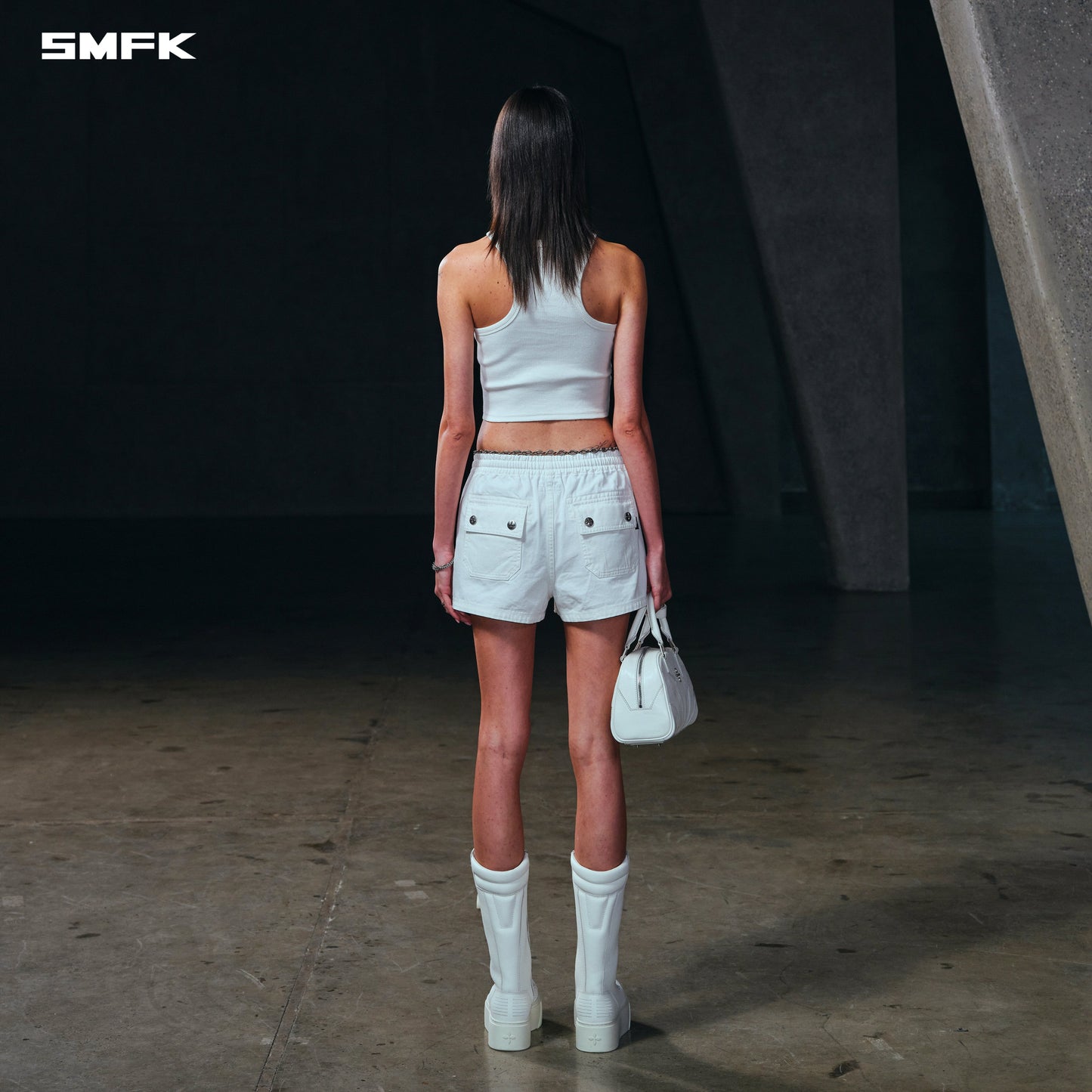 SMFK Compass Mode Rise-Up Sports Shorts/Cotton Cloud White
