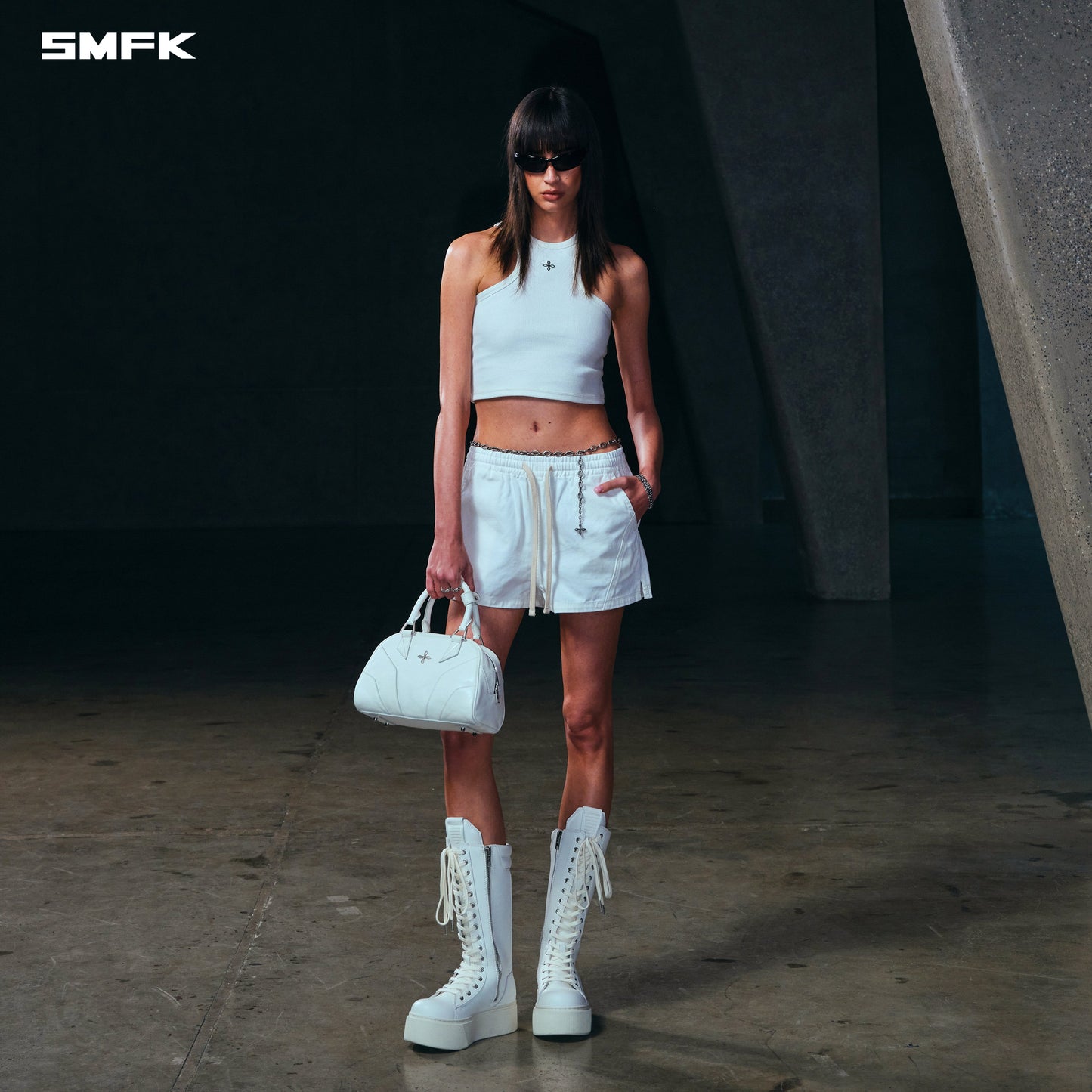 SMFK Compass Mode Rise-Up Sports Shorts/Cotton Cloud White