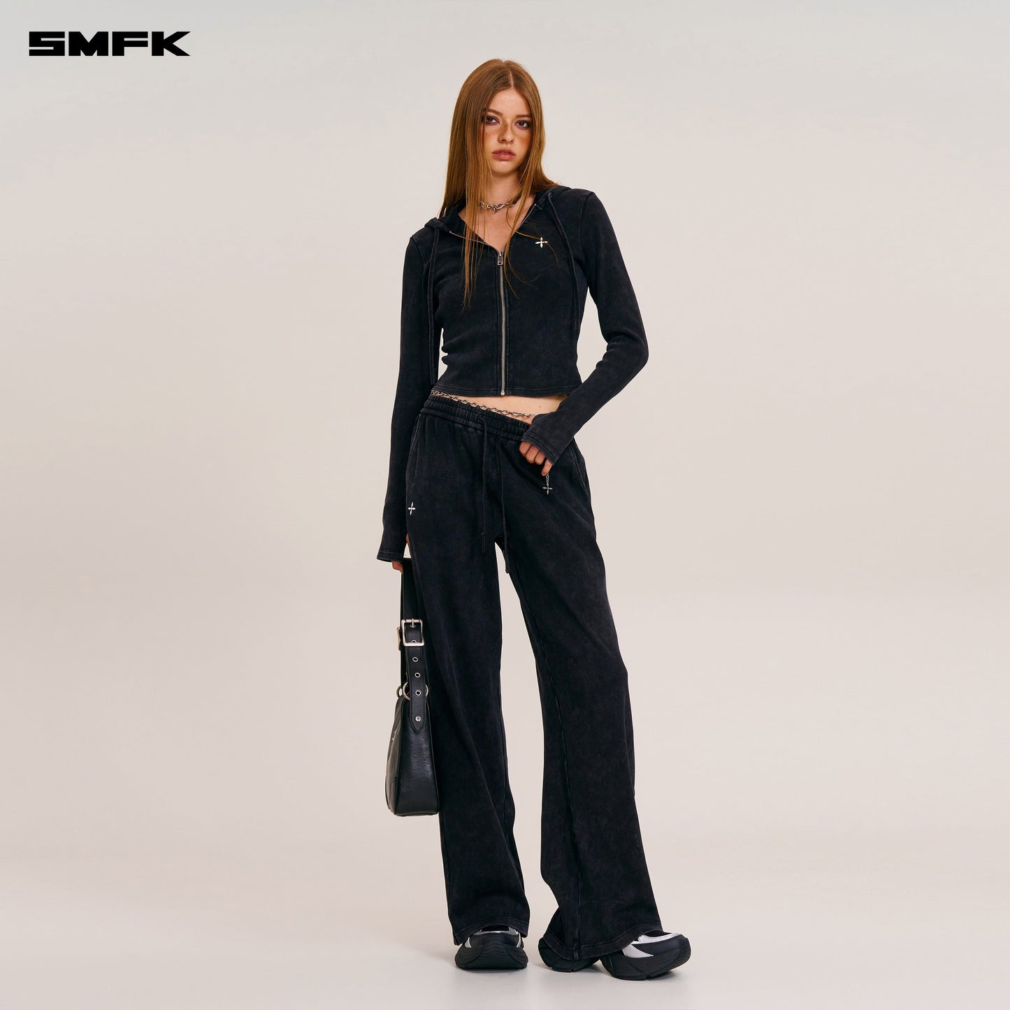 SMFK Vintage - Savage Straight Sports Pants/Fade Dye Wild Black