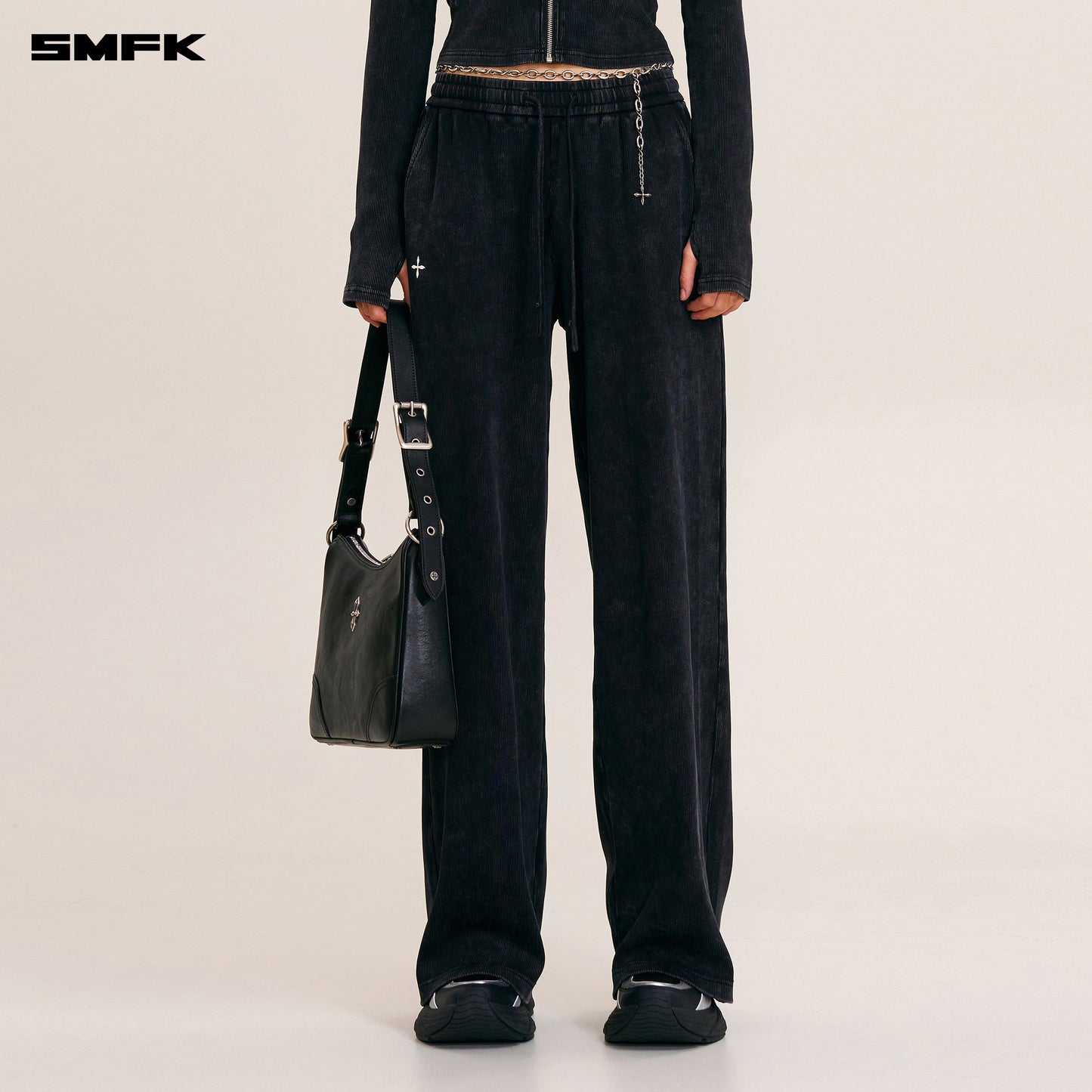 SMFK Vintage - Savage Straight Sports Pants/Fade Dye Wild Black