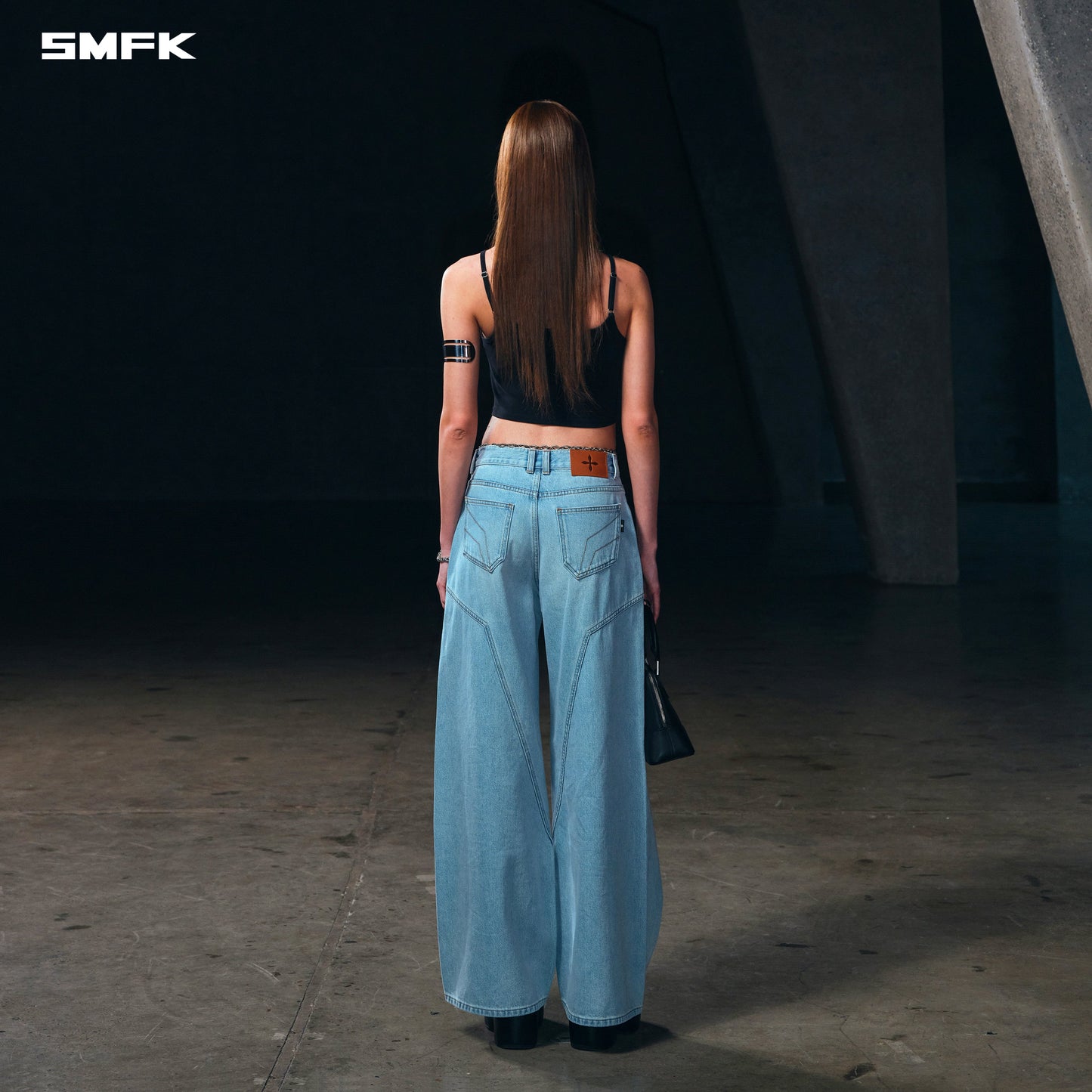 SMFK Vintage Rove Fade Short Camisole/Cotton Garment Dye Vanish Black