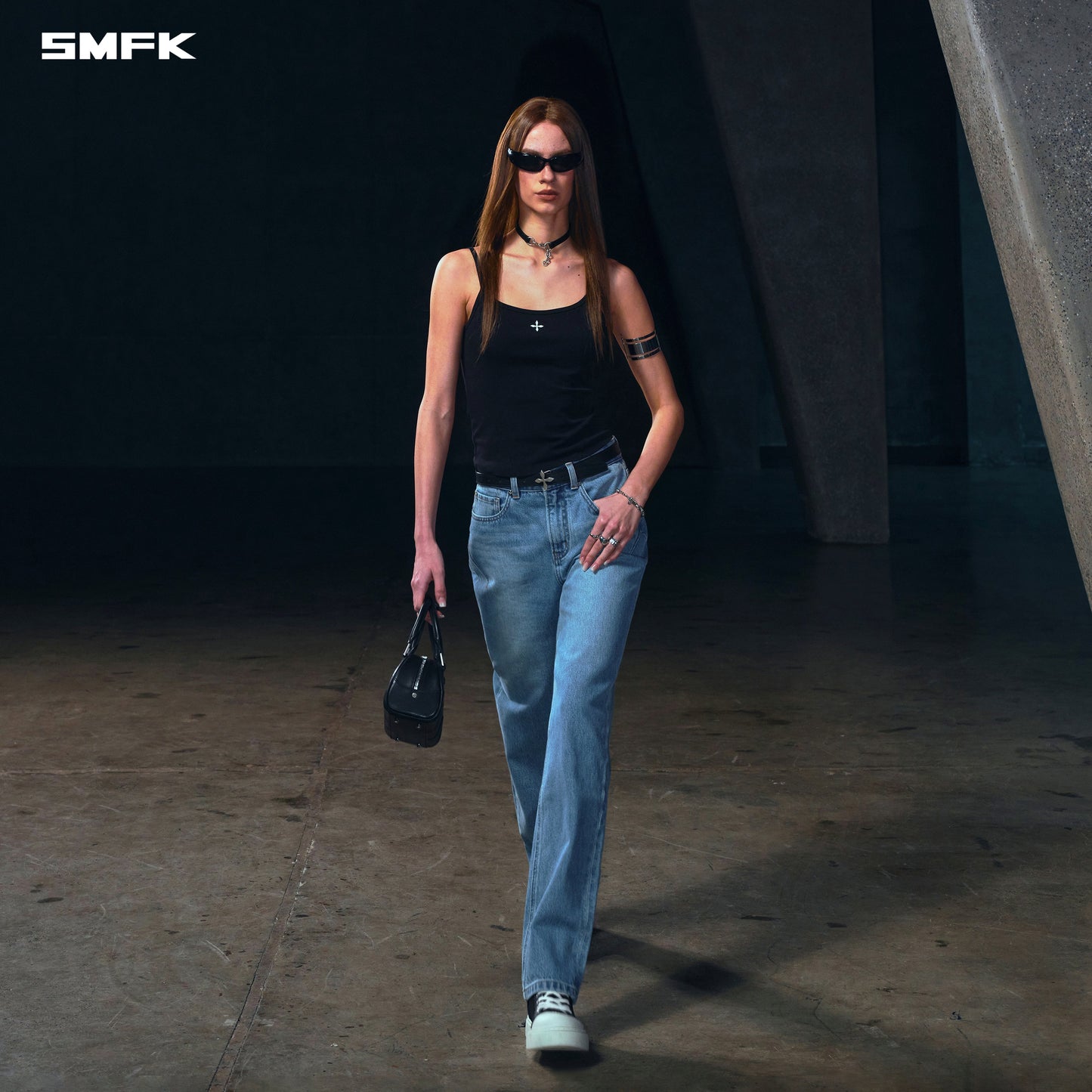 SMFK Vintage Rove Fade Camisole/Cotton Garment Dye Wild Black