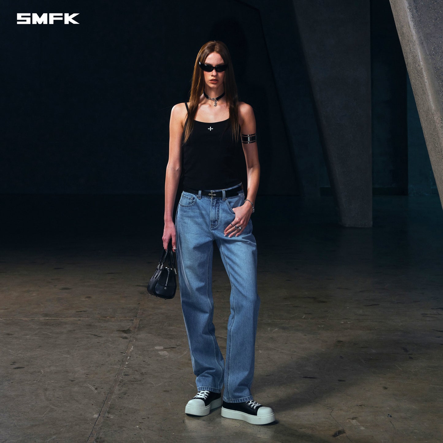 SMFK Vintage Rove Fade Camisole/Cotton Garment Dye Wild Black