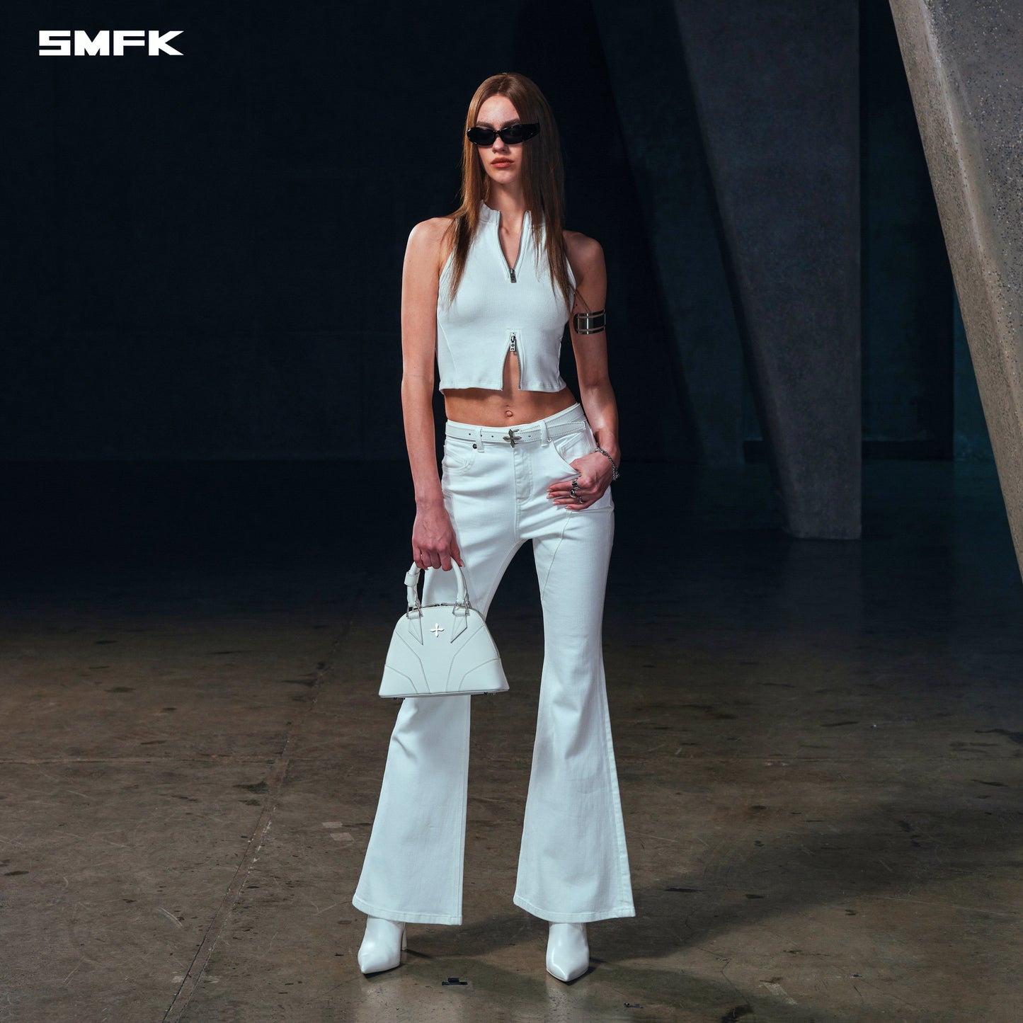 SMFK Vintage High-Neck Killer Tank Snow Mountain White
