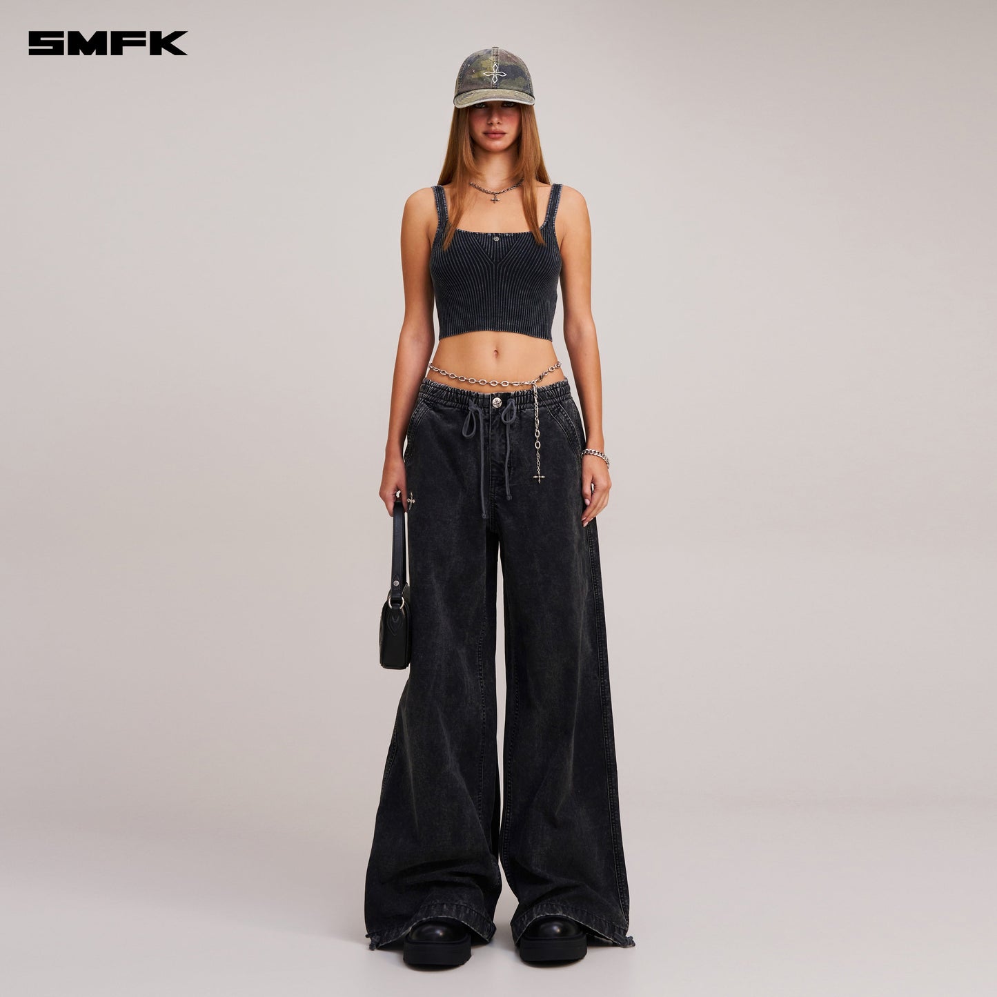 SMFK Vintage-Savage Knit Tank/Stone Wash Vanish Black