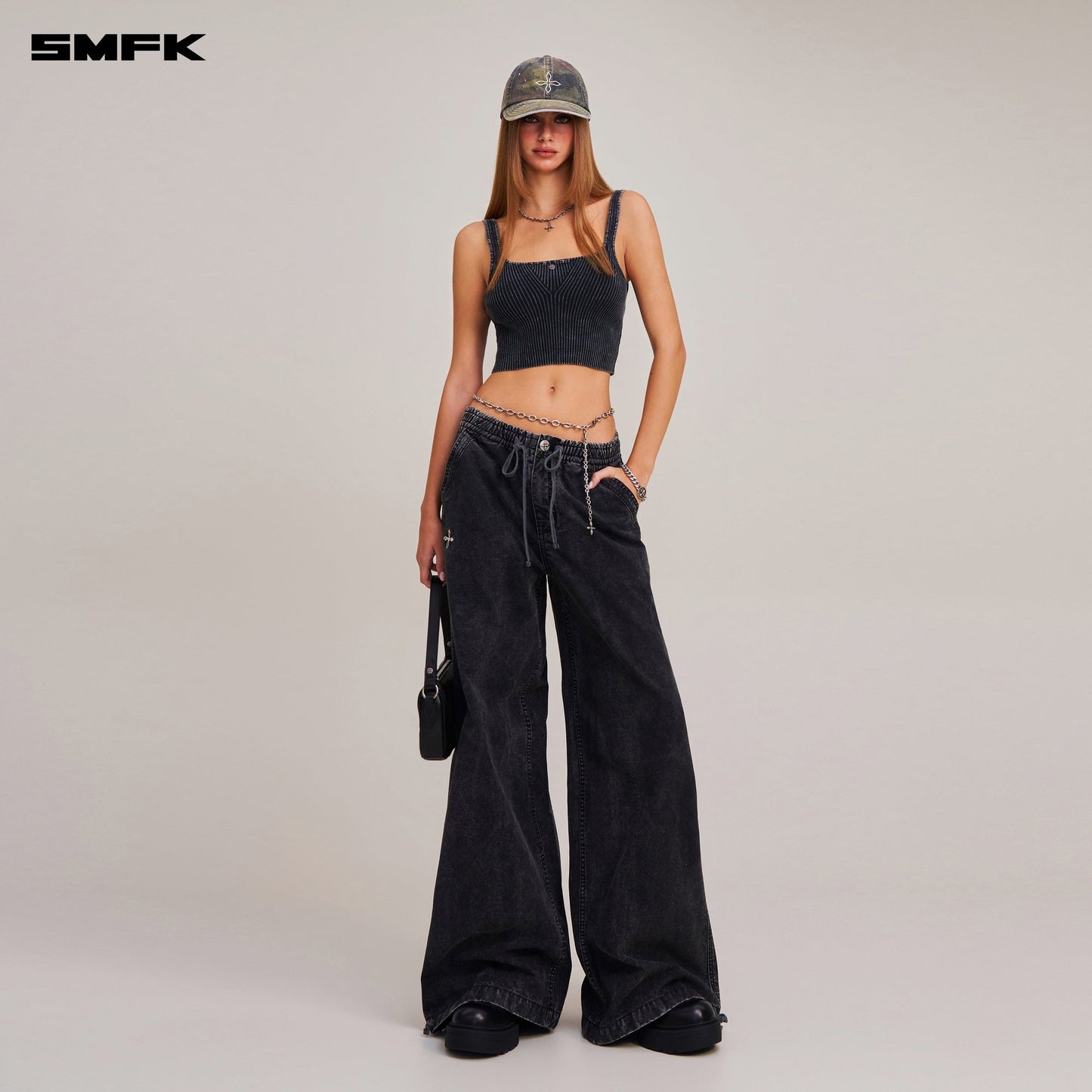 SMFK Vintage-Savage Knit Tank/Stone Wash Vanish Black