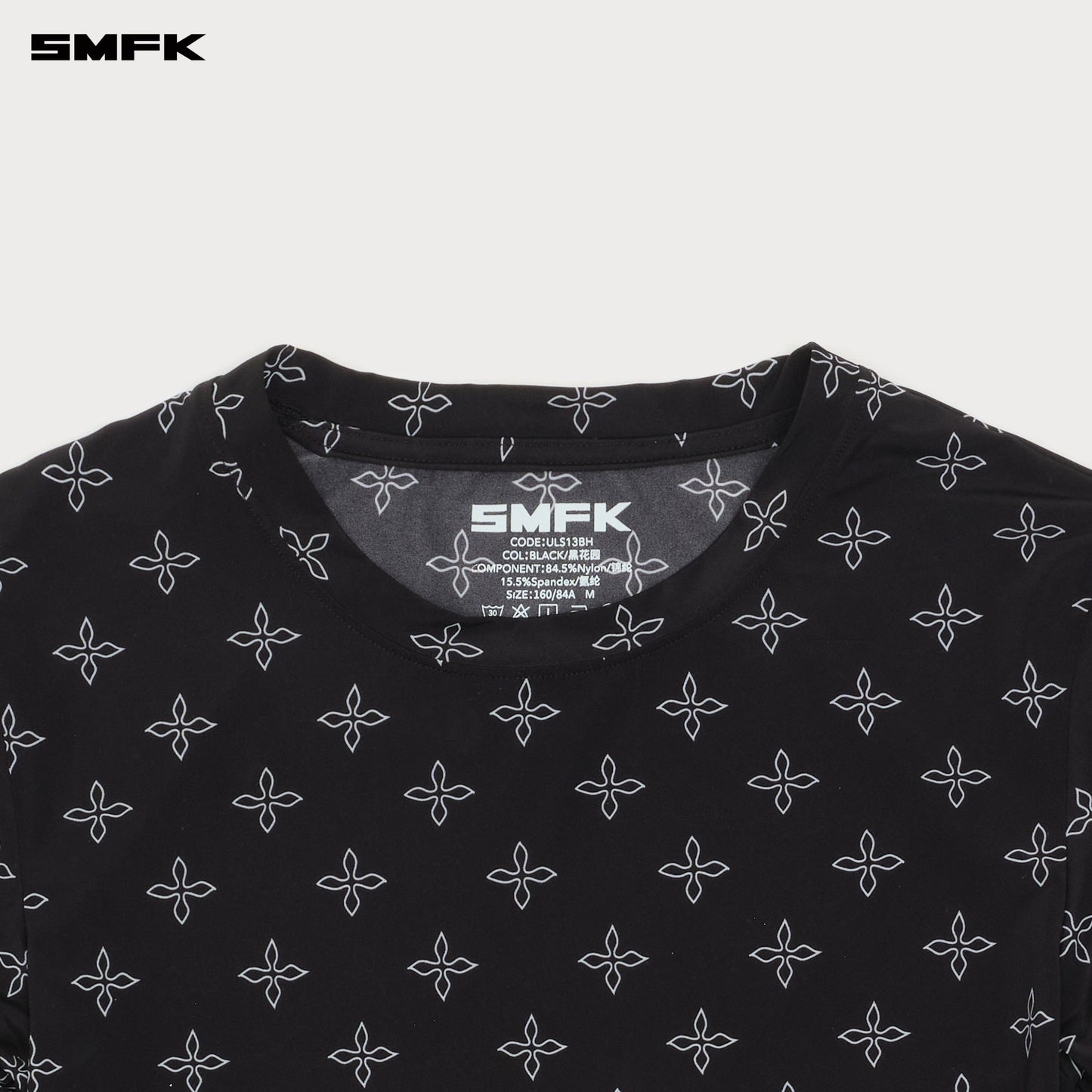 SMFK Compass Hug Hand-painted Garden Slim Top Black