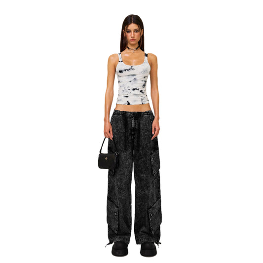 SMFK FUTURE Mirage Tie-dye Shutter Sports Vest Black And White