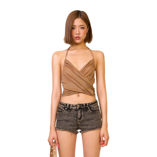 SMFK Ancient Myth Beach Halter-Neck Vest Top Golden