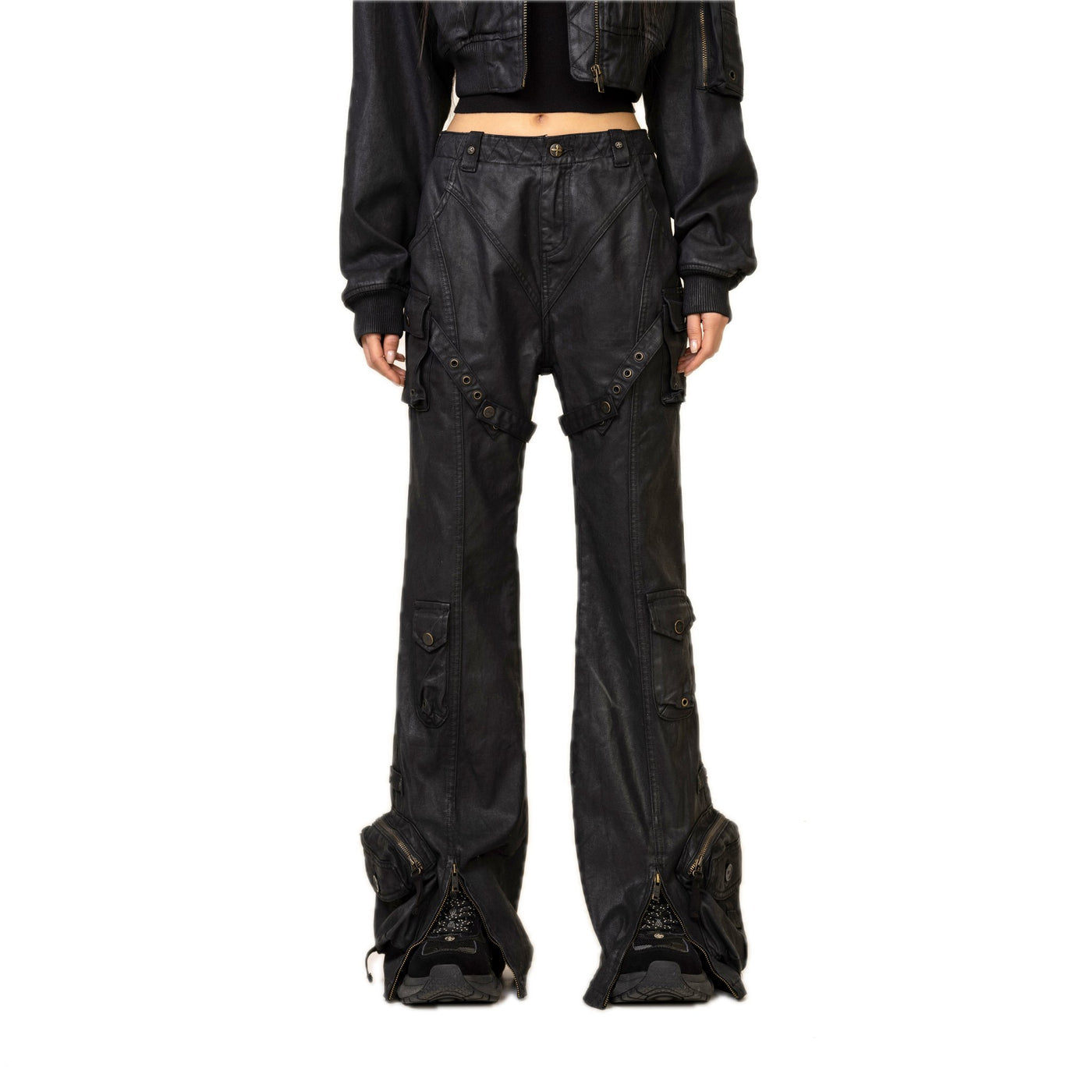 SMFK Ancient Myth Black Panther Waxed Cargo Bell Bottoms Ink Black