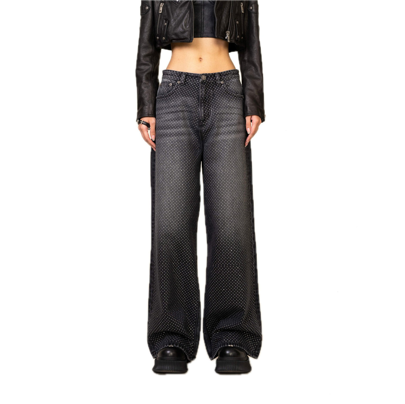 SMFK Ancient Myth Black Diamond Wide-leg Jeans Diamond Black Cowboy