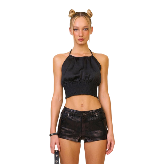 SMFK Ancient Myth Helios Halter-Neck Vest Top Black