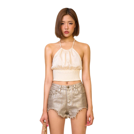 SMFK Ancient Myth Helios Halter-Neck Vest Top Pearl