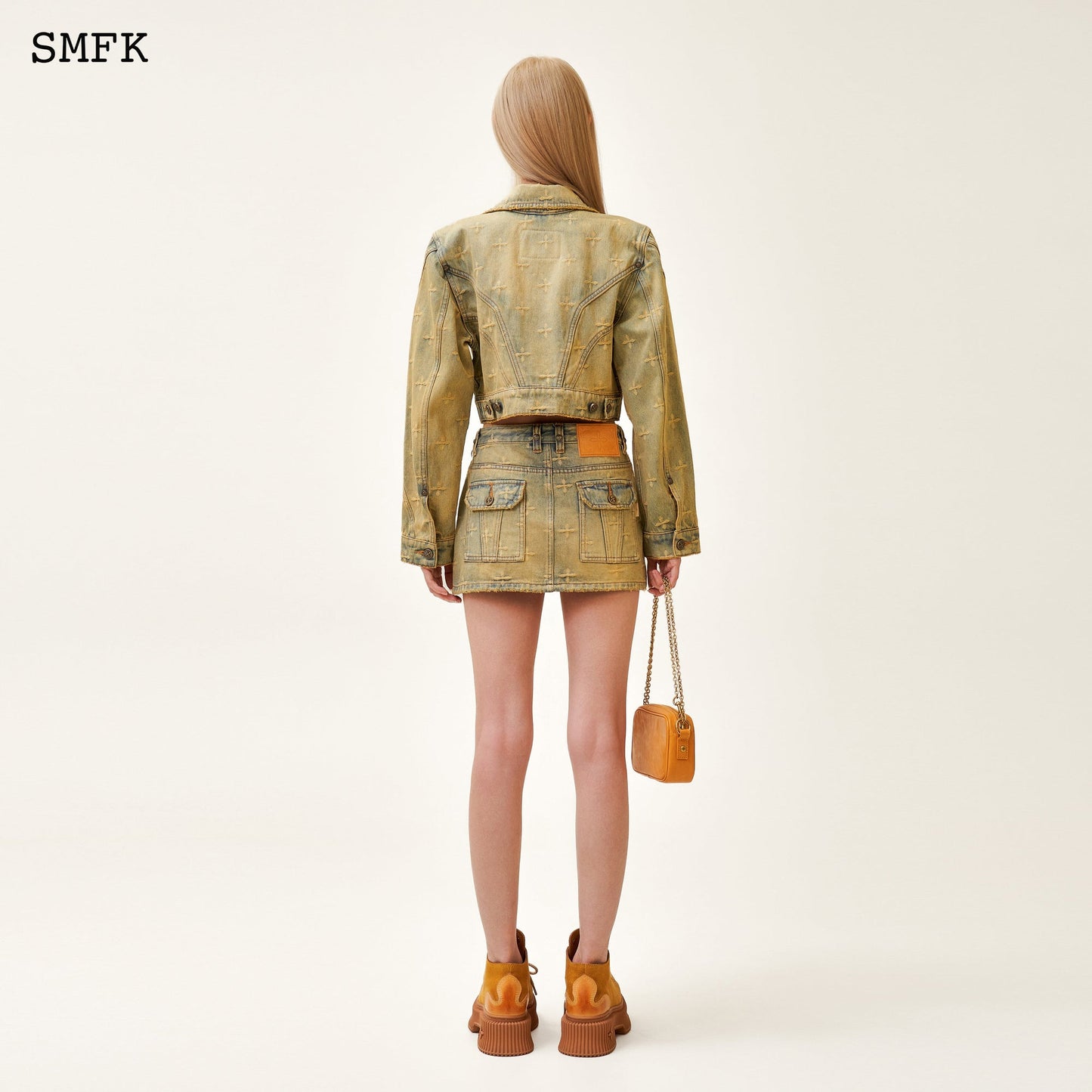 SMFK Ancient Myth Temple Garden Denim Jacket Aurora Blue