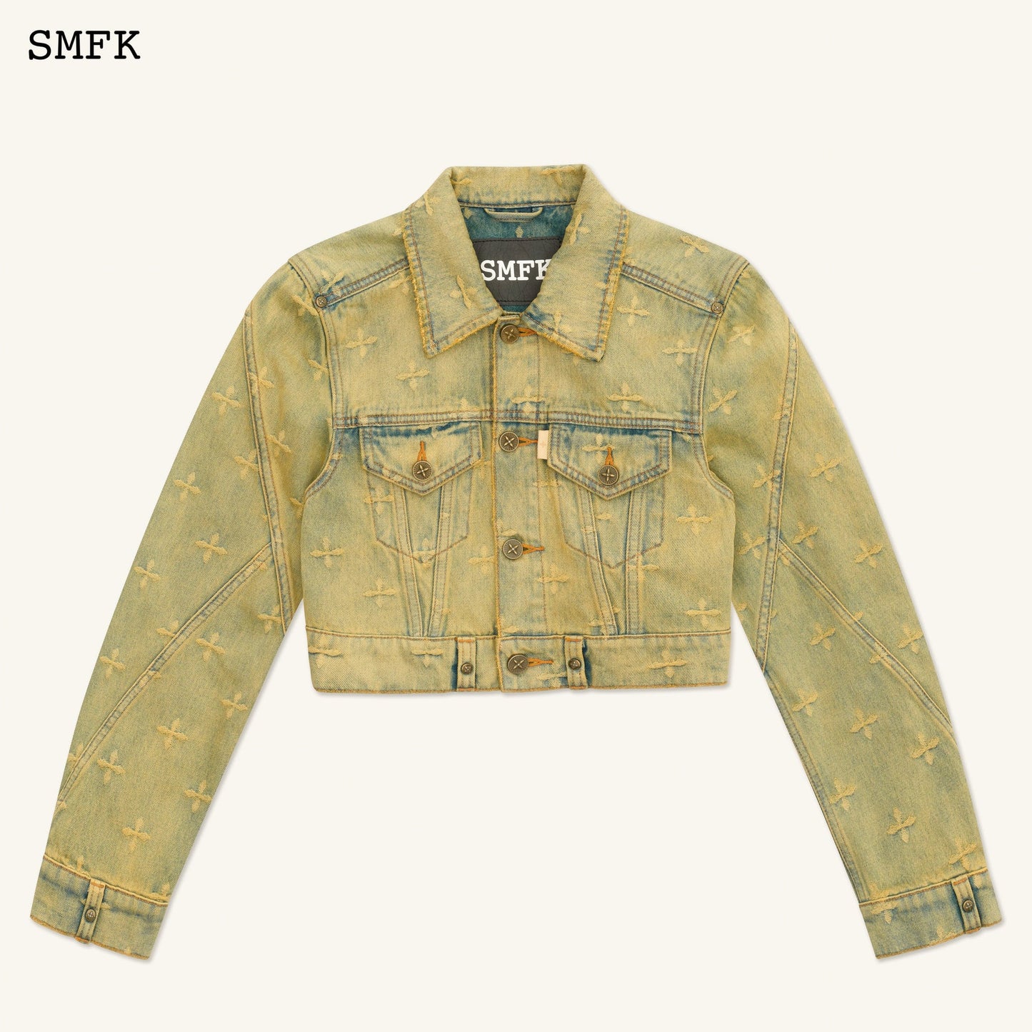 SMFK Ancient Myth Temple Garden Denim Jacket Aurora Blue