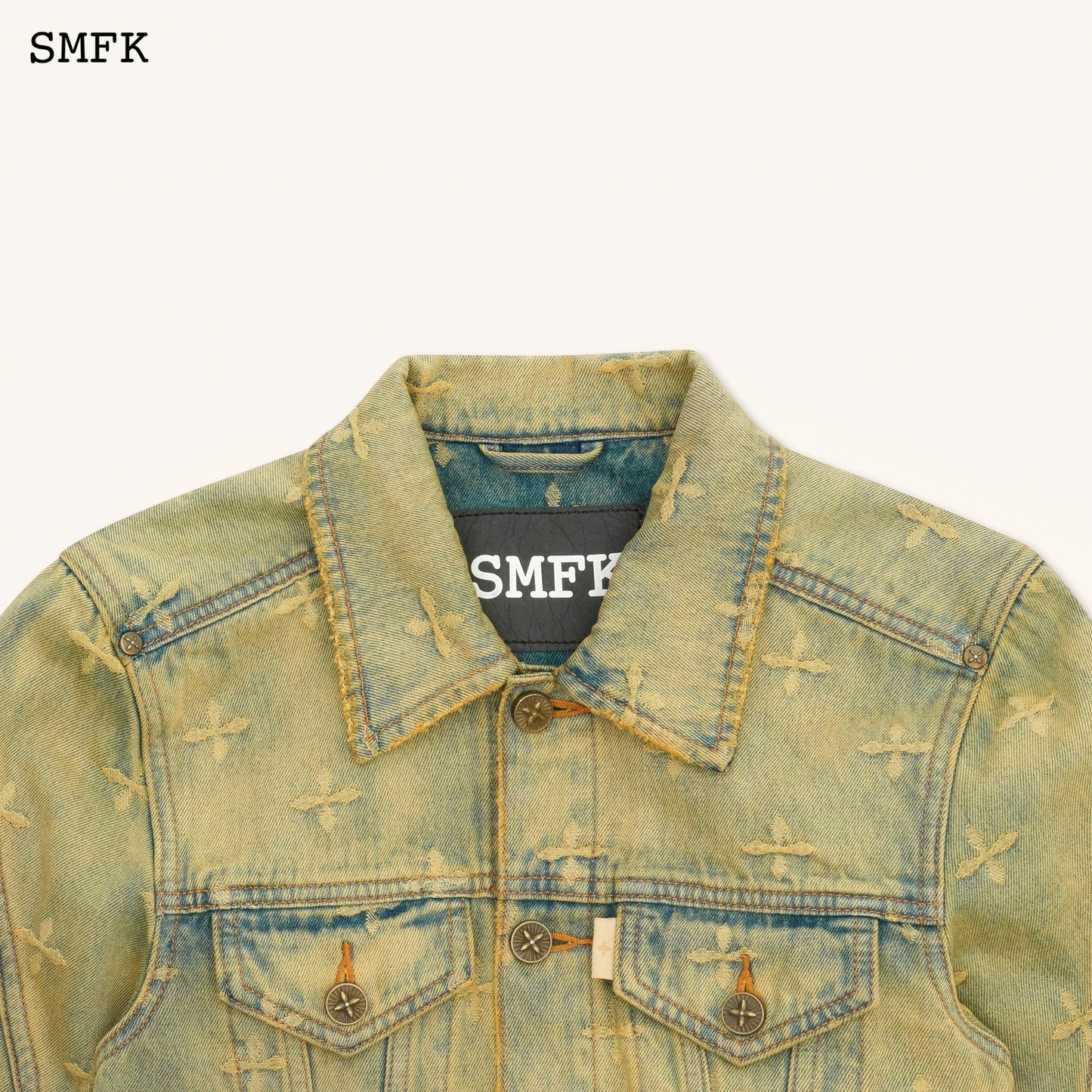 SMFK Ancient Myth Temple Garden Denim Jacket Aurora Blue