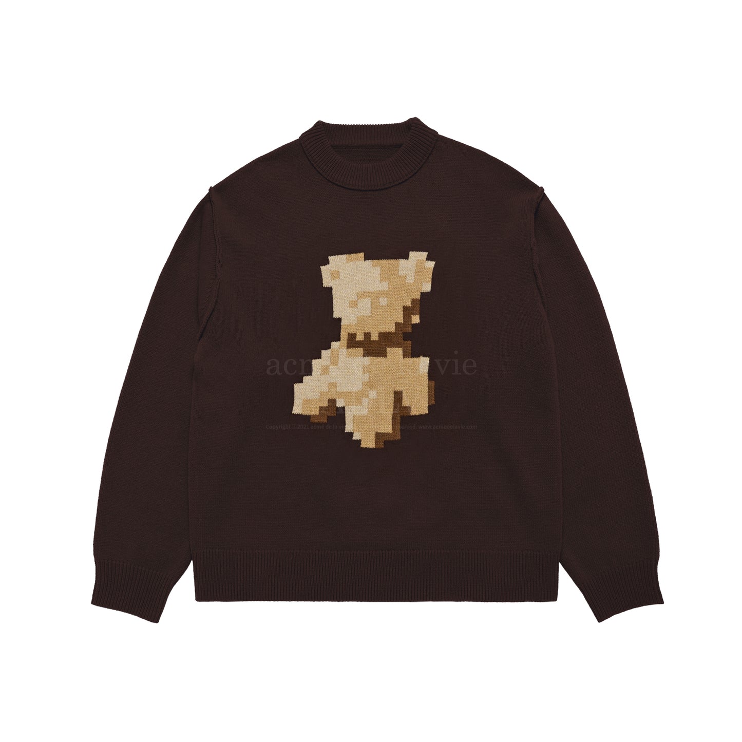 ADLV Pixel Bear Artwork Knit Brown