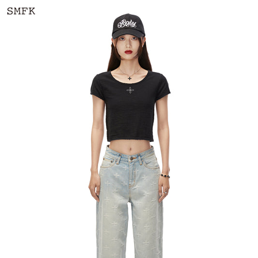 SMFK Black Night Flower Biker Tee Black