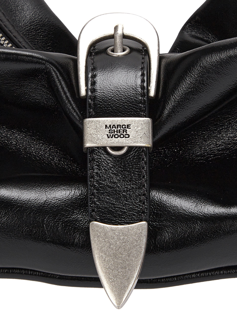 MARGESHERWOOD Belted Hobo Medium_Black Glossy Plain