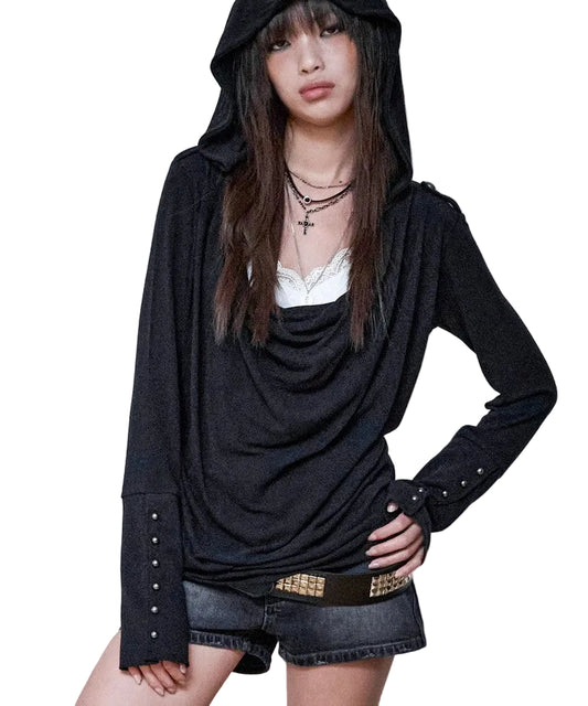NOTKNOWING Mili Drape Cowl Hoodie