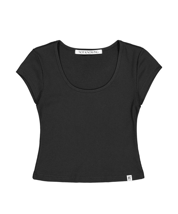 NOTKNOWING Scoop Neck Tee Black