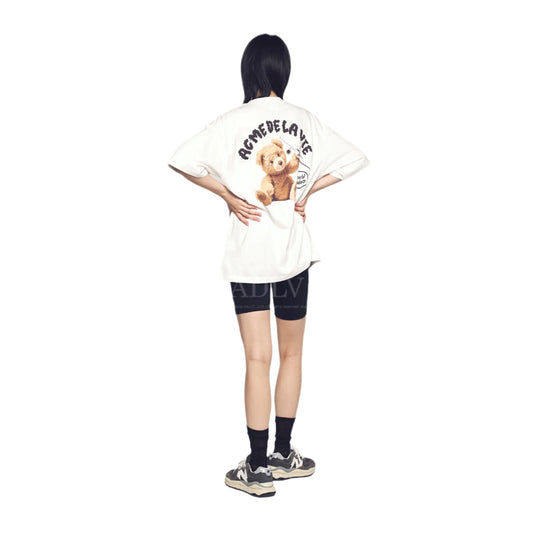 ADLV World Wide Airplane Bear Artwork Short Sleeve T-Shirt (Overseas Exclusive) Cream