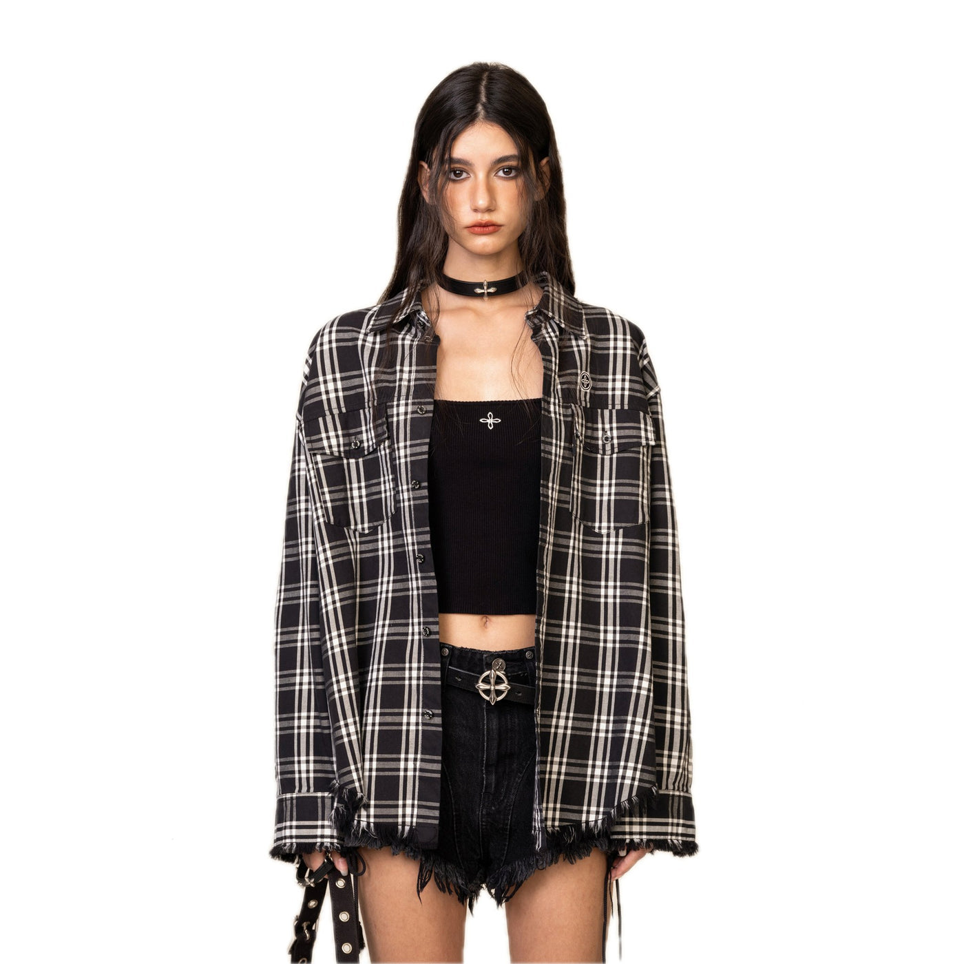 SMFK Compass Garden Wide Cargo Shirt Black Grid