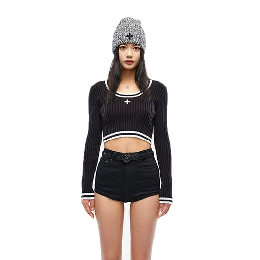 SMFK Compass Classic Cashmere Short Sweater Black