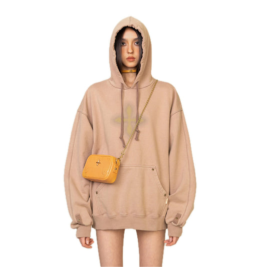 SMFK Compass Classic Cross Floral Graffiti Hoodie Latte