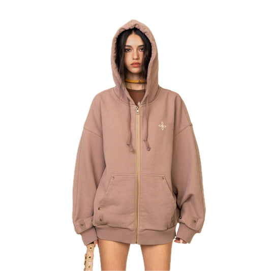 SMFK Compass Cross Pattern Classic Zipper Hoodie Dark Skin