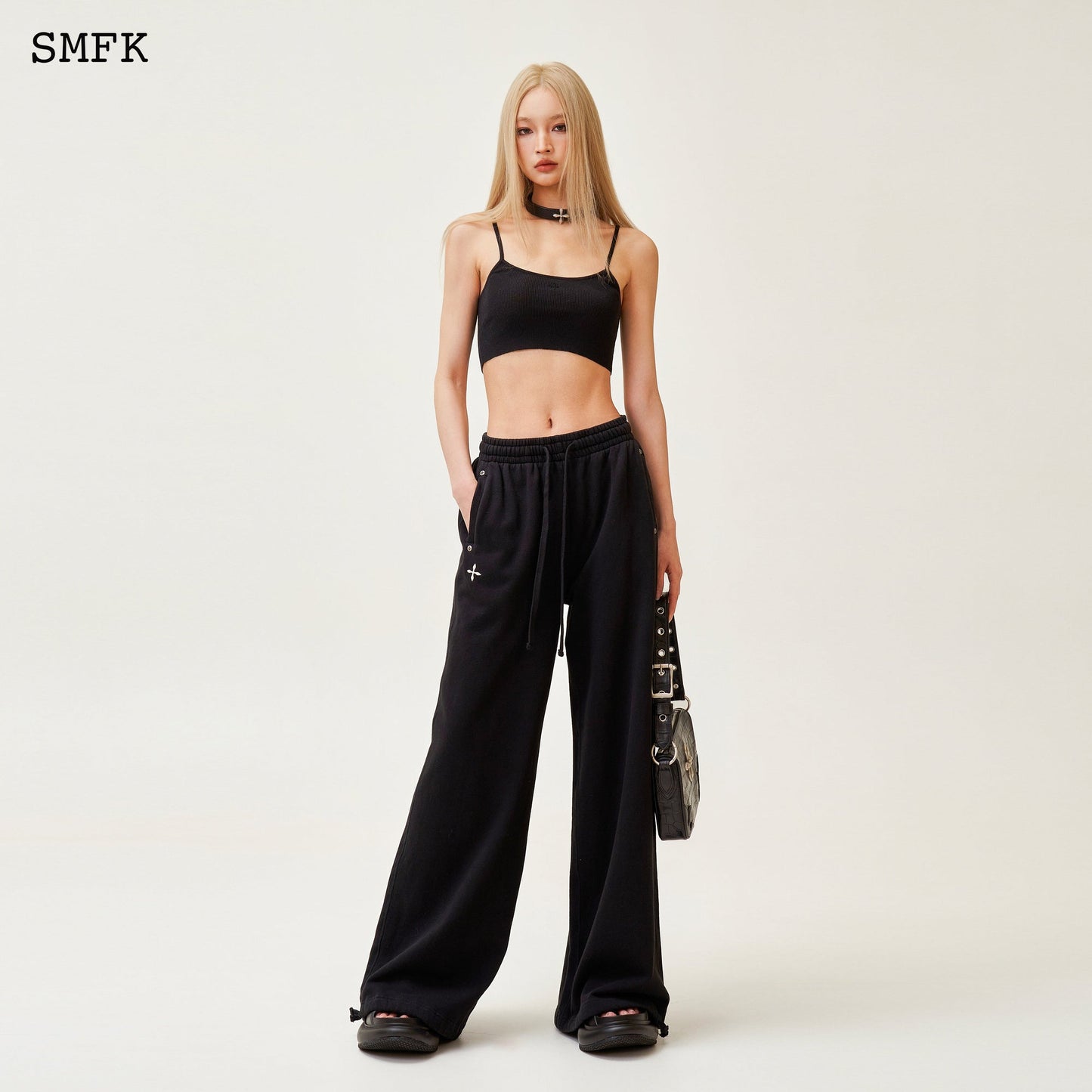 SMFK Compass Cross Classic Wide-Leg Sweatpants Black