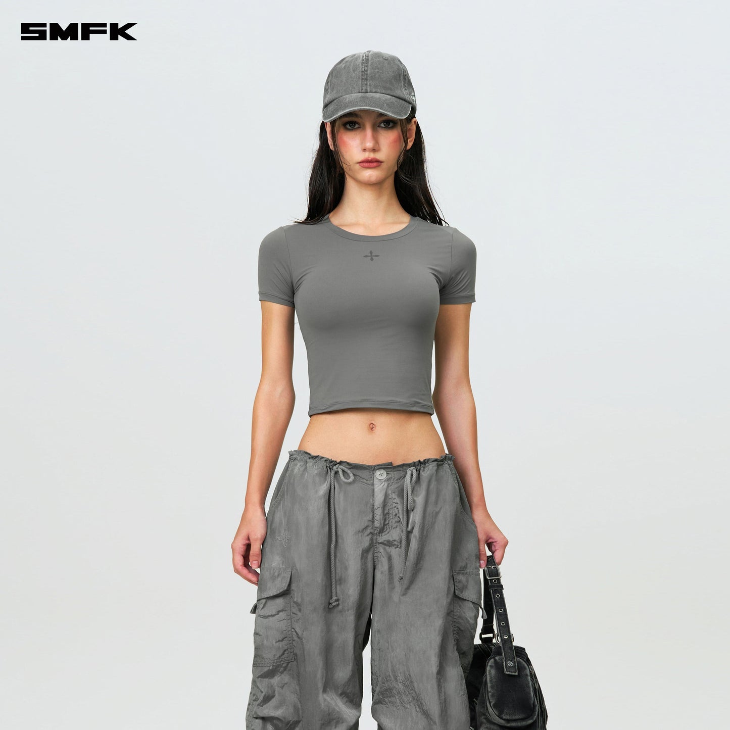 SMFK Compass Hug Skin-Tight Fitting Tee Dark Gray
