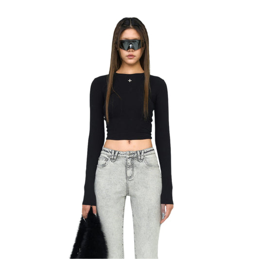 SMFK Compass Hug Tight Sports Top In Black