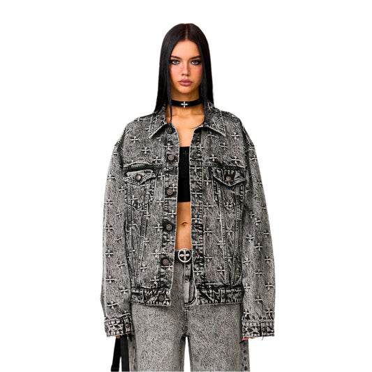 SMFK Compass Storm Garden Oversize Denim Jacket