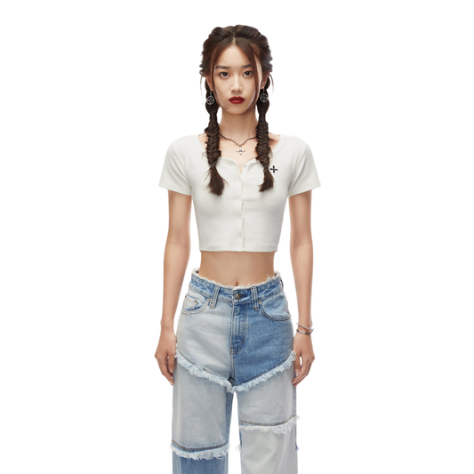SMFK Compass Vintage Cardigan Tee White