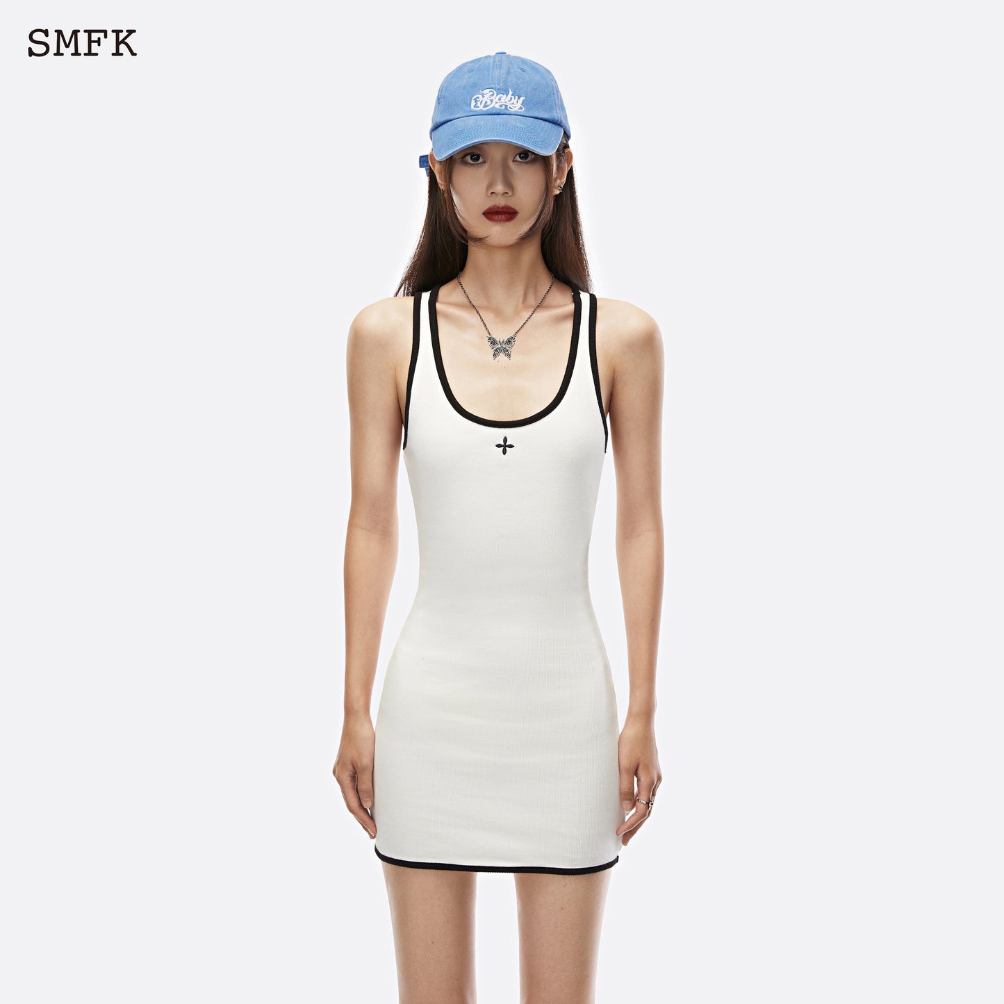 SMFK Compass Vintage Tennis Tank Dress White