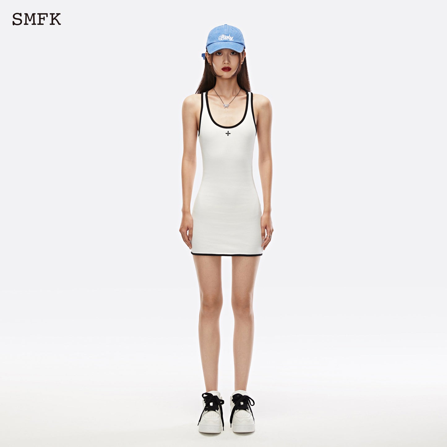 SMFK Compass Vintage Tennis Tank Dress White