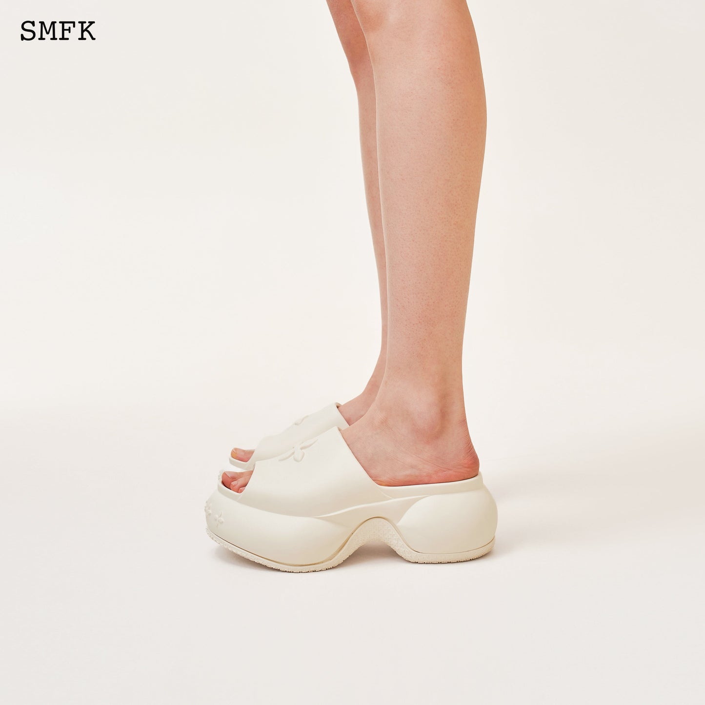SMFK Compass Wave Platform Bumper Sandal In White