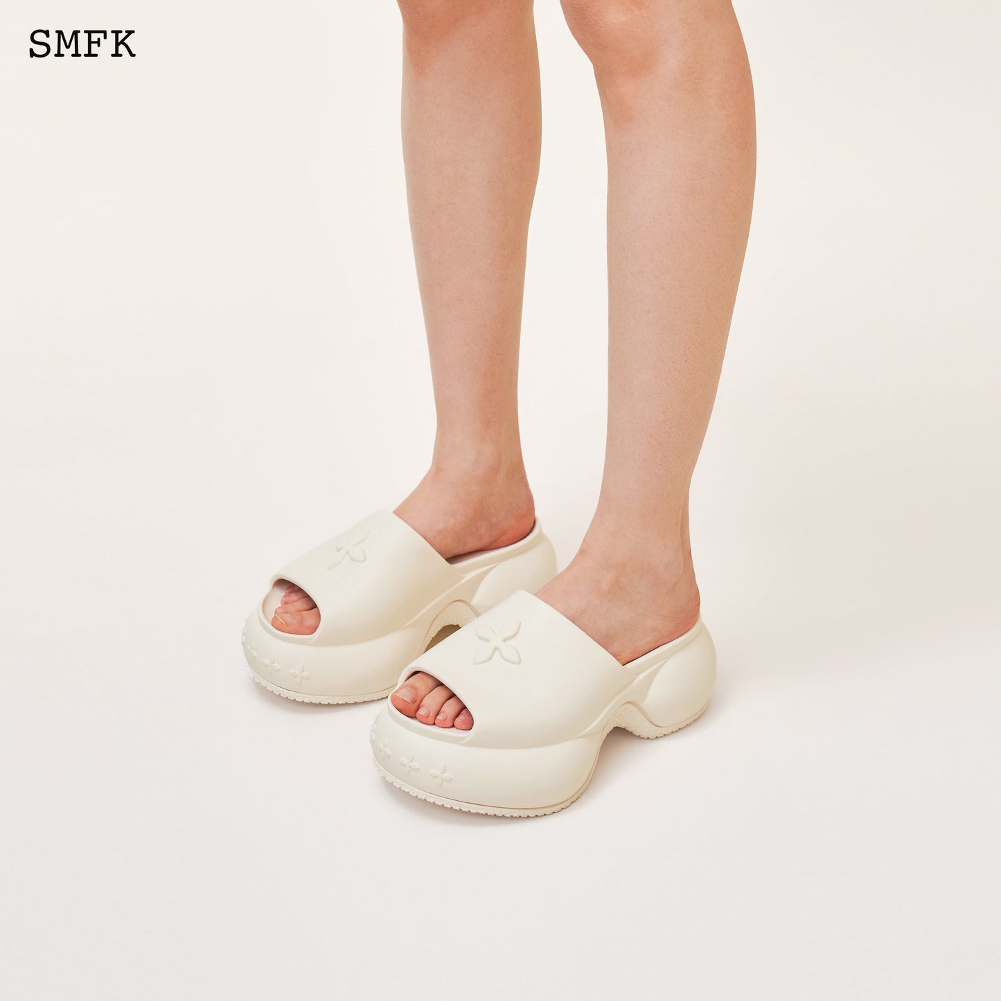 SMFK Compass Wave Platform Bumper Sandal In White