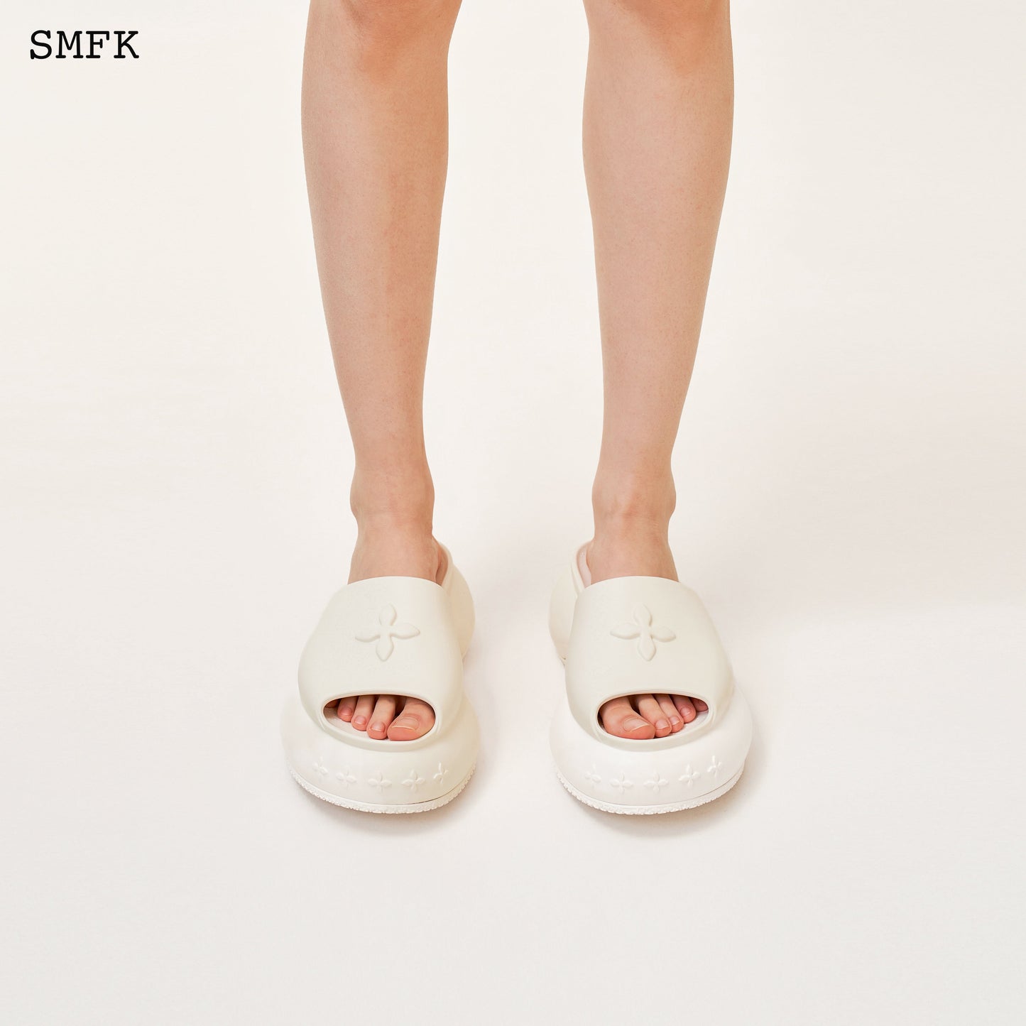 SMFK Compass Wave Platform Bumper Sandal In White