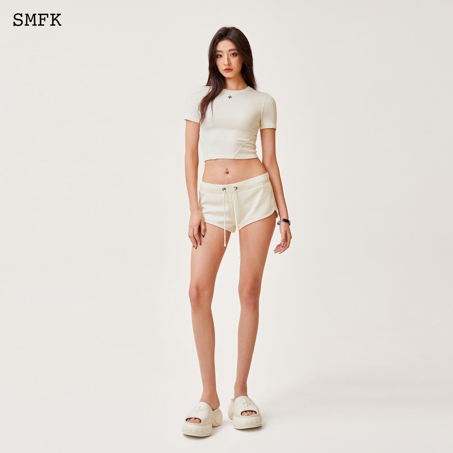 SMFK Compass Wave Platform Bumper Sandal In White
