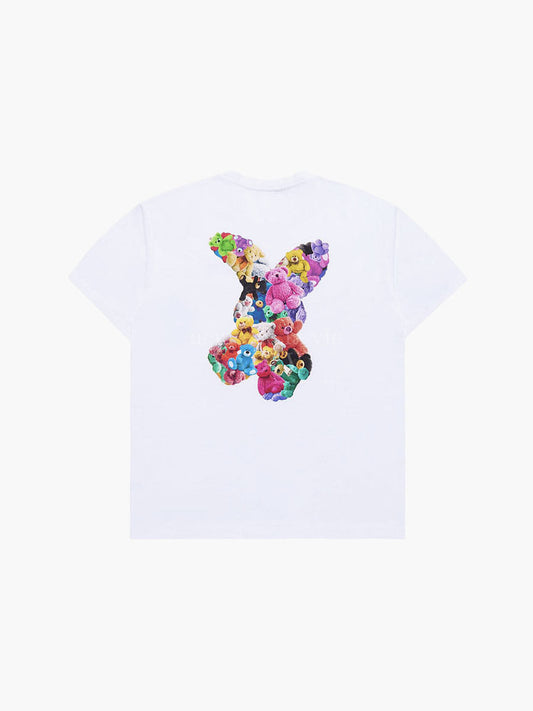 ADLV Bear Doll Fuzzy Rabbit Short Sleeve T-Shirt White