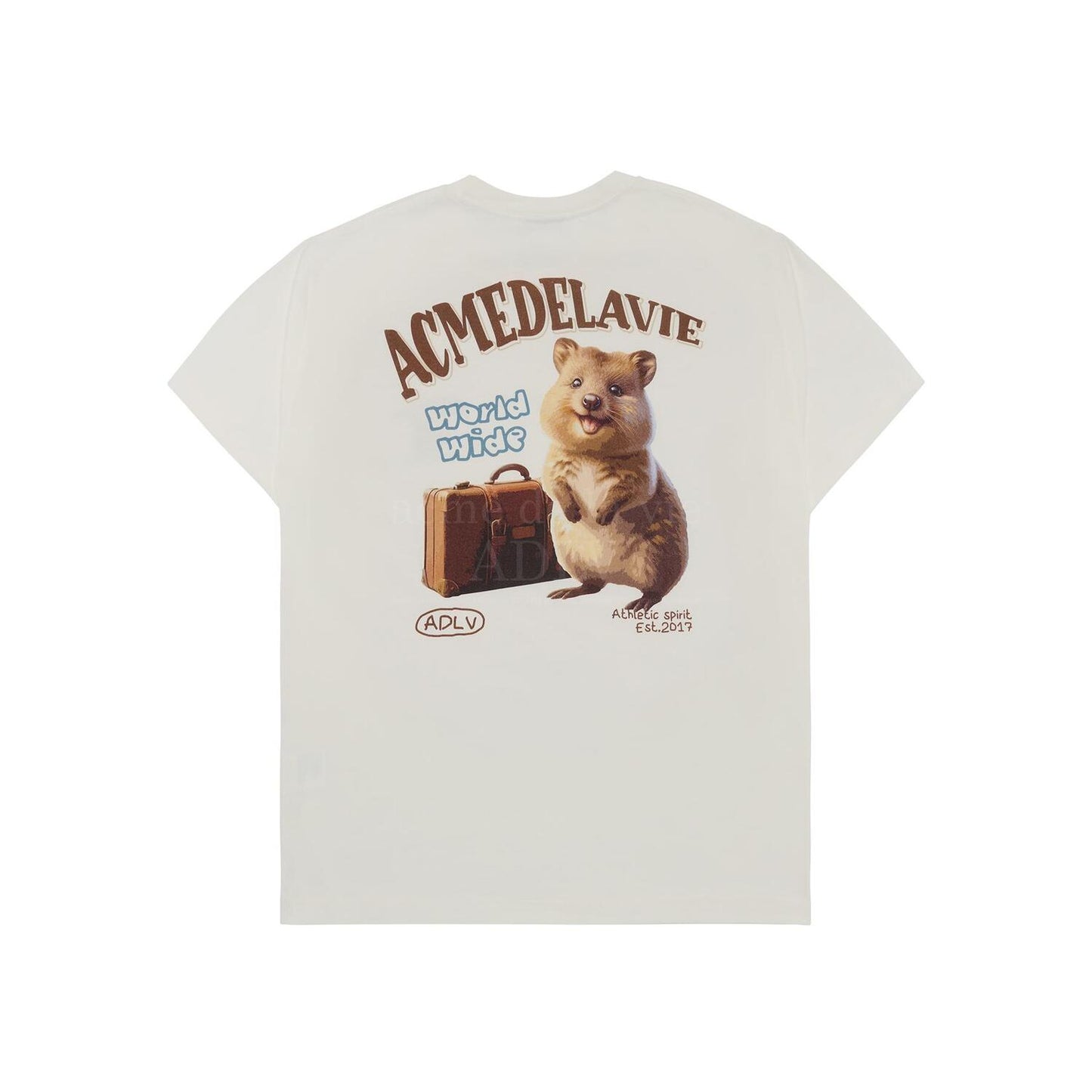 ADLV World Wide Travel Quokka Artwork Short Sleeve T-Shirt (Overseas Exclusive) Cream
